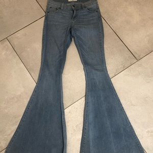 Free People Bell Super Flare Bottom Jeans!